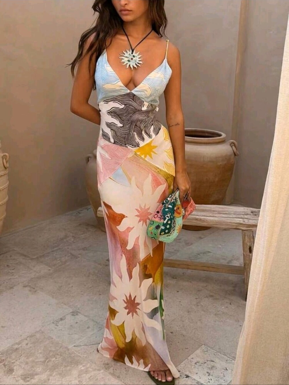 Multicolor Floral Slip Dress with Spaghetti Straps